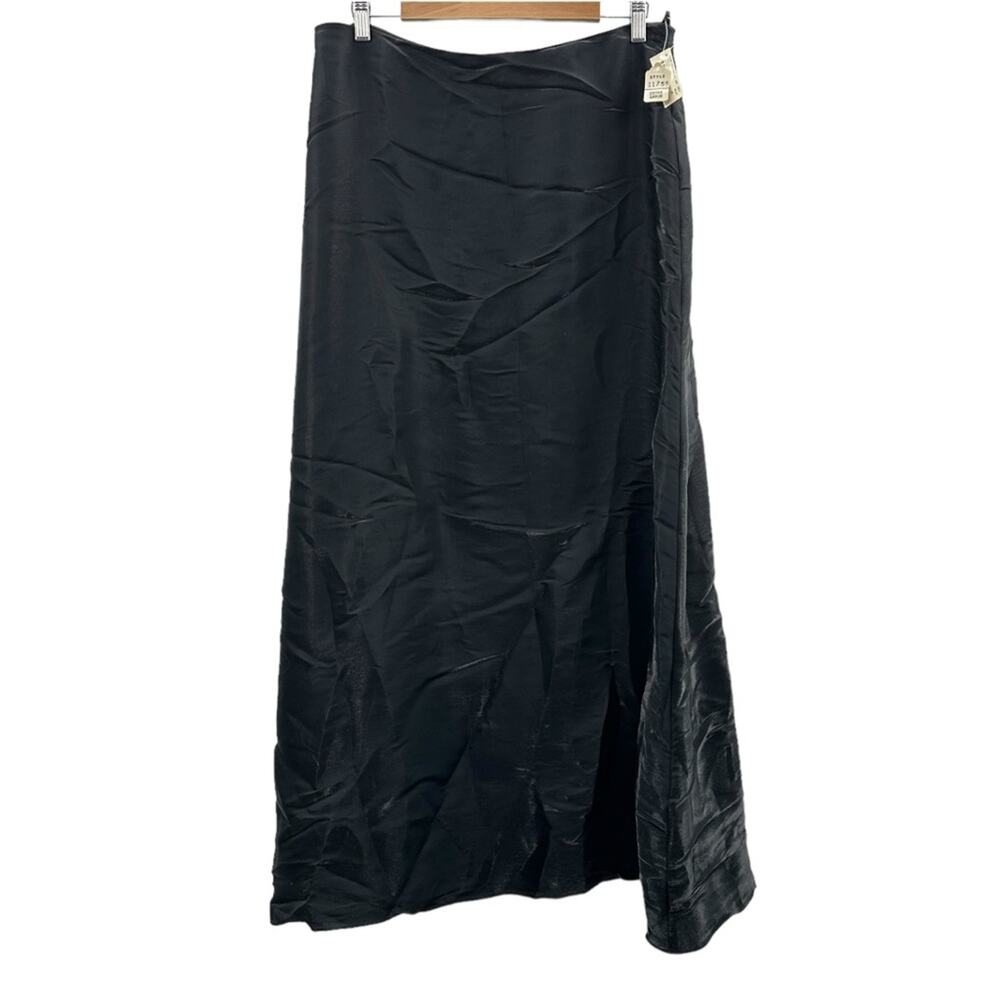 Vintage Dave & Johnny Black Shimmer Back Zip Maxi Skirt Size XL NEW Deadstock